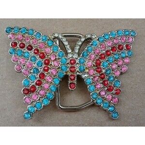 Rhinestone Butterfly Belt Buckle Bling Fashion Wear Accessories Multicolor